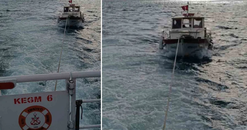 Çanakkale Boğazı’nda makine arızası yaparak sürüklenen tekne kurtarıldı Çanakkale Haberleri