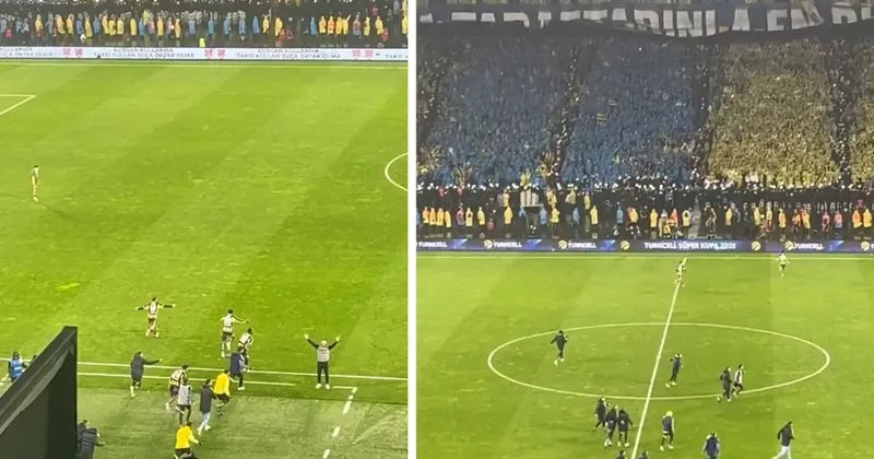 Maç biter bitmez sahaya daldılar! Fenerbahçeli futbolcuların Süper Kupa sevinci