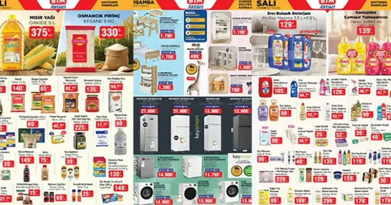 BİM 13 Ocak 2026 Salı aktüel kataloğu: Buzdolabı, Bulaşık Makinesi, Mısır Yağı