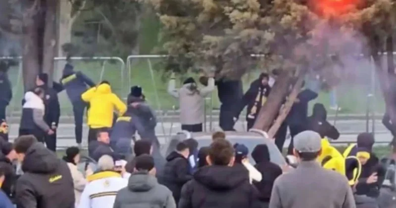 Dev final öncesi taraftarlar arasında kavga çıktı