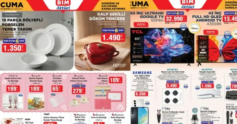 BİM 13 Şubat aktüel ürünler kataloğu! Samsung Akıllı Telefon, Yemek Takımı, Tıraş Makinesi