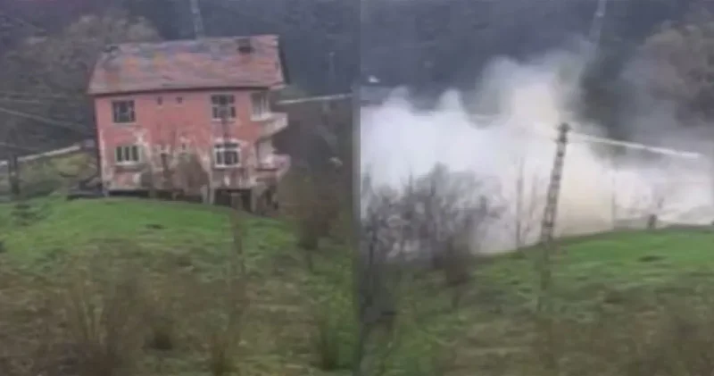 Kastamonu’da heyelan felaketi: 2 katlı evin çöküşü kamerada