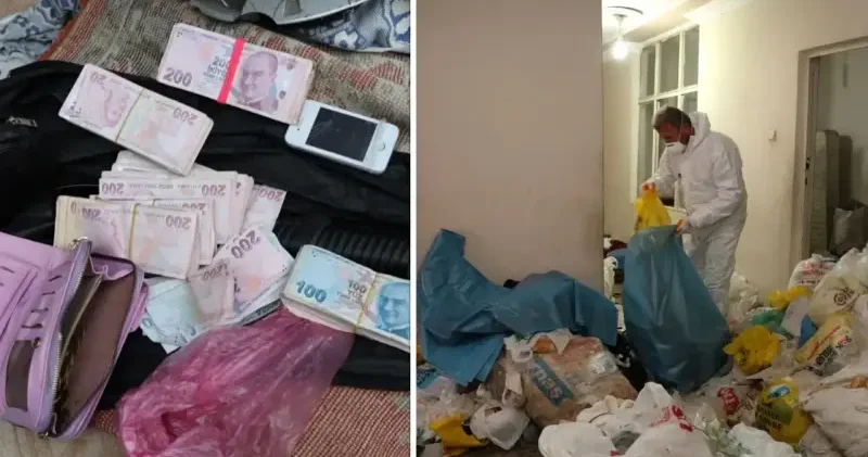 Mersin de çöp biriktirilen evden ruhsatsız silah ve 115 bin lira çıktı Mersin Haberleri
