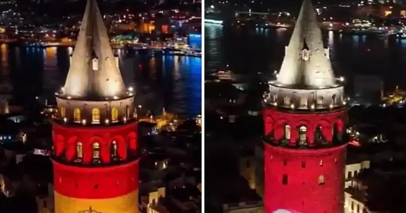 Galata Kulesi, Türk ve İspanyol bayraklarıyla aydınlandı