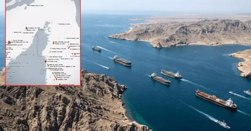 Hürmüz Boğazı ndaki hareketlilik, takip sisteminde böyle görüntülendi