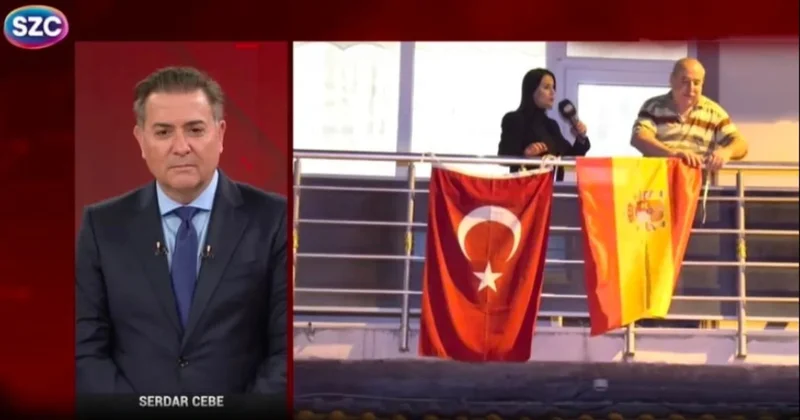 Bayrak asan dayı canlı yayında İspanya Bayrağı astı Sözcü Gazetesi