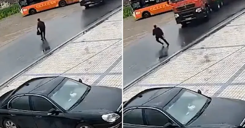 Dikkatsizliği canına mal oluyordu! Mucize kaza kamerada