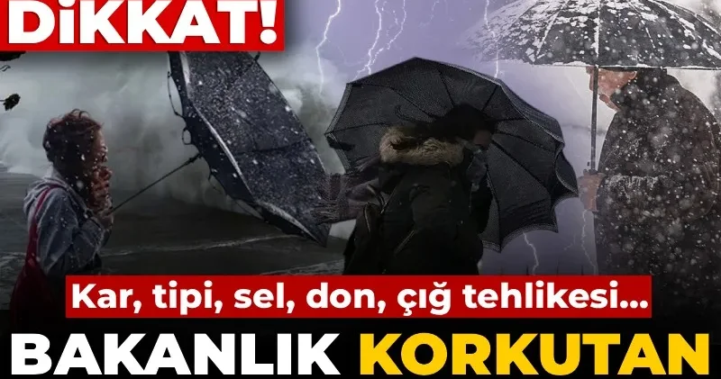 Hafta sonu plan yapanlar dikkat! Bakanlık korkutan haritayı paylaştı: Kar, tipi, sel, don, çığ tehlikesi...