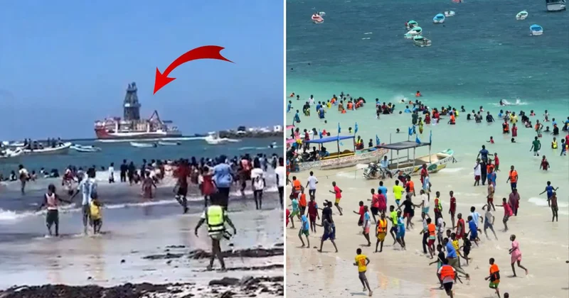 Çağrı Bey Somali de! Türk bayrağını gören sahile akın etti