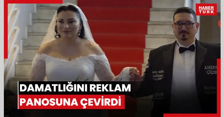 Düğün masrafını düşürmek için damatlığını reklam panosuna çevirdi