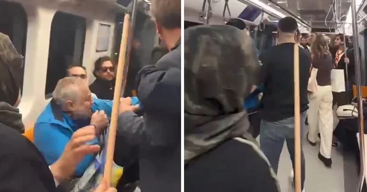 Yaptıkları tezahürat yolcuları çileden çıkardı Metrodaki şampiyonluk kutlamasında ortalık karıştı: Oklavalı müdahale kamerada