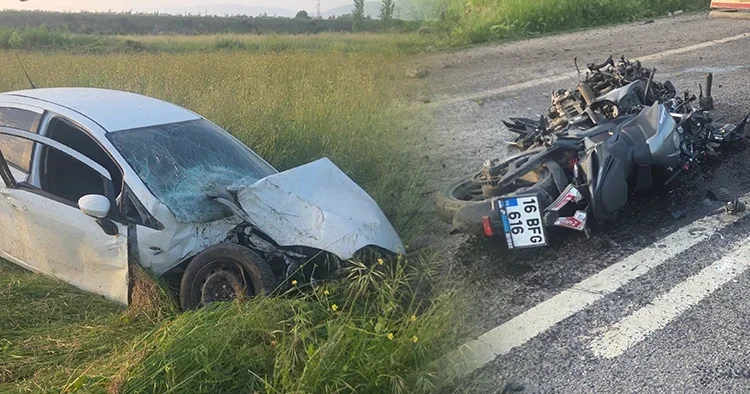 Otomobil virajda savruldu, motosiklet devrilen direğe çarptı: 4 yaralı
