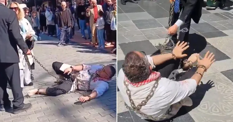 Trabzon da dikkat çeken İsrail protestosu! Vatandaşlar şaşkınlıkla izledi