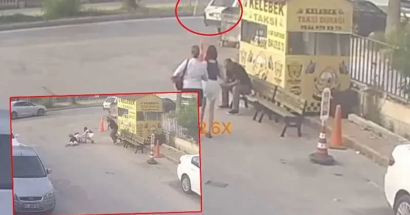 Yolda yürürken başına sineklik düşen kadın yaralandı; o anlar kamerada