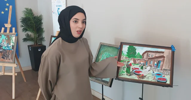 İşitme engelli Emine den 44 eserlik resim sergisi Gaziantep Haberleri