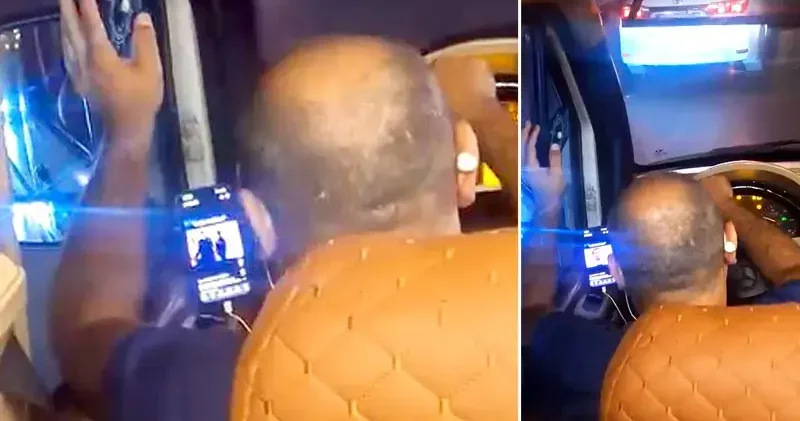 Esenyurt ta direksiyon başında video izleyen minibüs şoförü kamerada