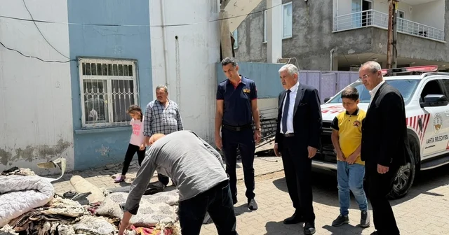 Başkan Hallaç, yangın mağduru aileyi yalnız bırakmadı Adıyaman Haberleri