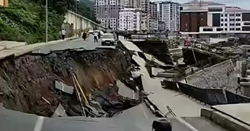 Rize’de yol çöktü, 2 bina tedbir amaçlı tahliye edildi