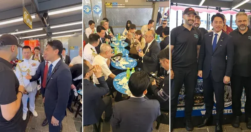Japonya Savunma Bakanı Shinjiro Koizumi, NATO Zirvesi nin ardından Eminönü nde balık ekmek yedi