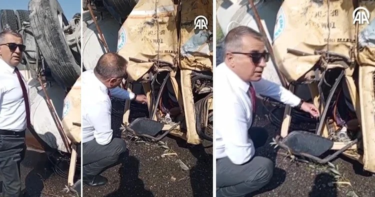 Kayseri de araçta sıkışan belediye şoförünü çocukluk arkadaşı olan başkan teselli etti