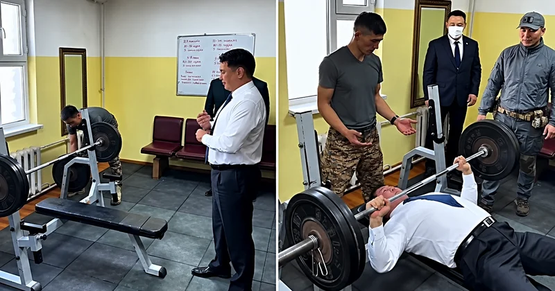 Moğolistan Cumhurbaşkanı ndan spor salonunda şov: 90 kiloyla 20 tekrar yaptı