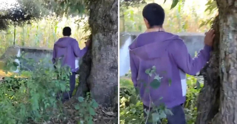 Ormanda yürüyüş yapıyordu, sesin geldiği yere doğru gidince şoke oldular