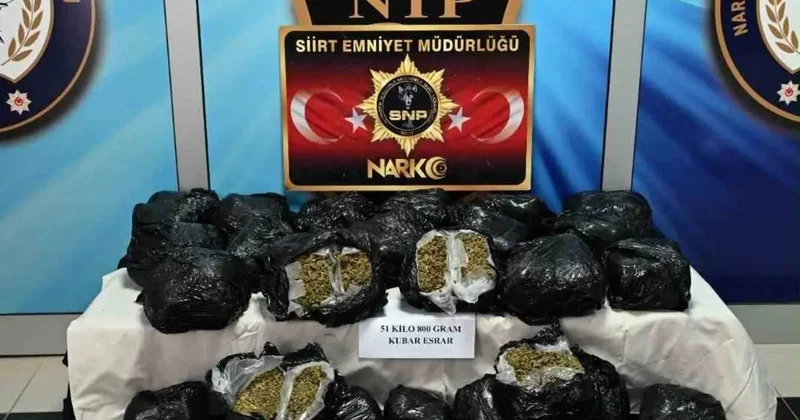 Siirt’te uyuşturucu operasyonu: 51 kilo 800 gram esrar ele geçirildi