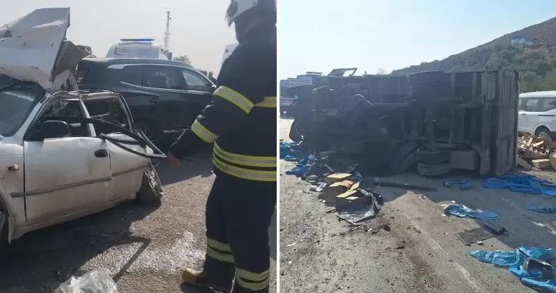 Freni arızalanan kamyon kırmızı ışıkta bekleyen 6 araca çarptı: Yaralılar var Hatay Haberleri