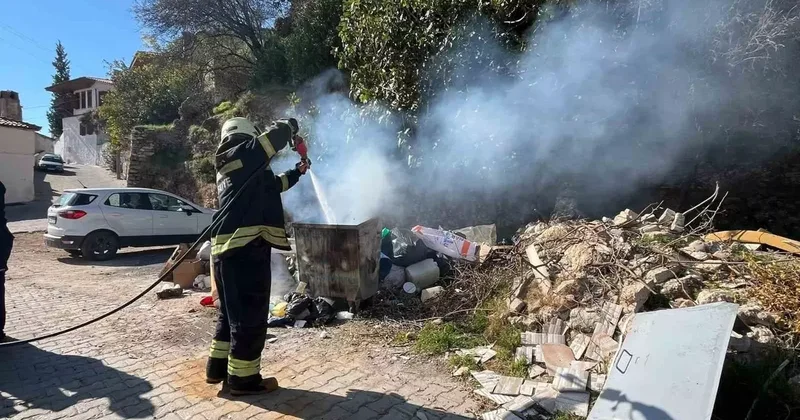 Menteşe’de çöp konteynerinde yangın paniği