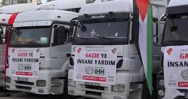 Şanlıurfa dan Gazze ye 5 tır insani yardım gönderildi VİDEO İZLE