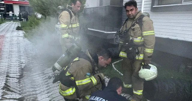 Edremit te bodrum yangını: 6 kişi dumandan etkilendi Balıkesir Haberleri