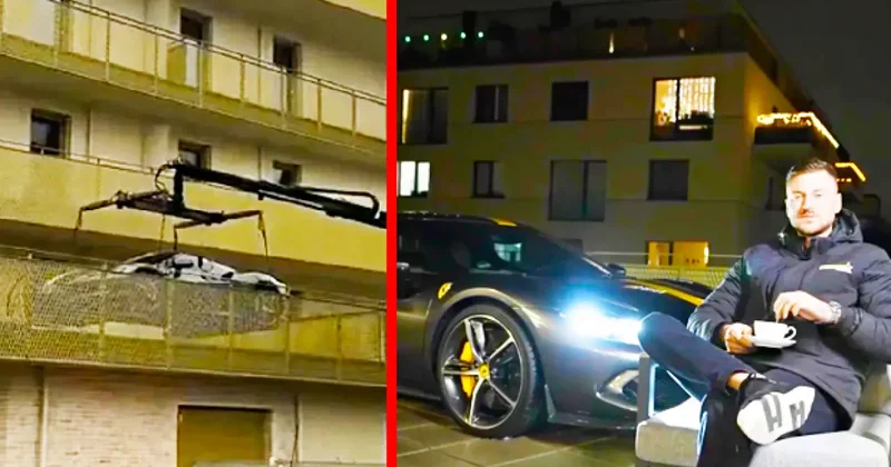 Ferrari sini balkona park eden bilge