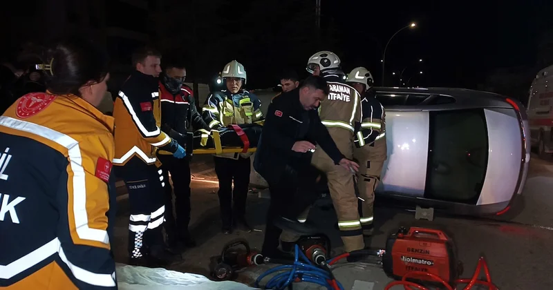 Takla atan aracın içinde sıkıştı, ekipler seferber oldu Sözcü Gazetesi