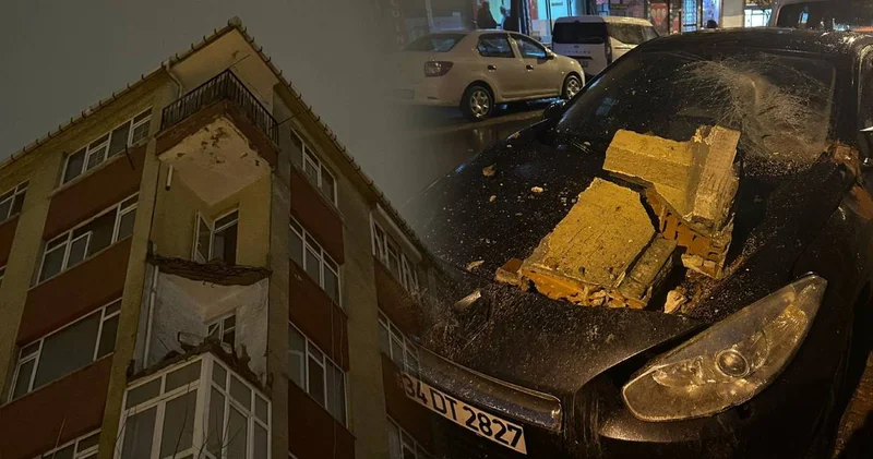 Facianın eşiğinden dönüldü! Balkon otomobilin üstüne yıkıldı