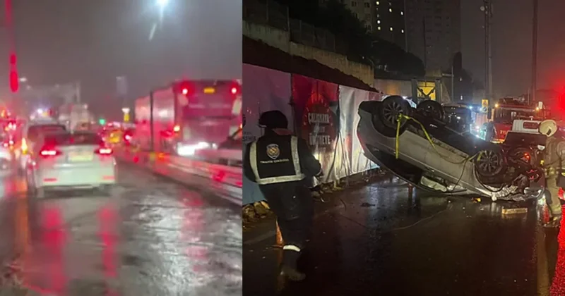 İstanbul da sağanak yağış hayatı felç etti! Caddeler göle döndü, yollar çöktü