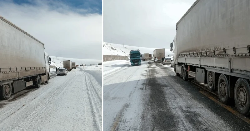 Türkgözü Posof Damal kara yolunda buzlanma nedeniyle yolda kalan 11 tır kurtarıldı Ardahan Haberleri