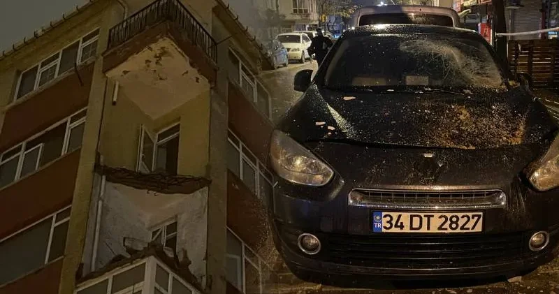 Bahçelievler’de tahliye edilen binanın balkonu çöktü!