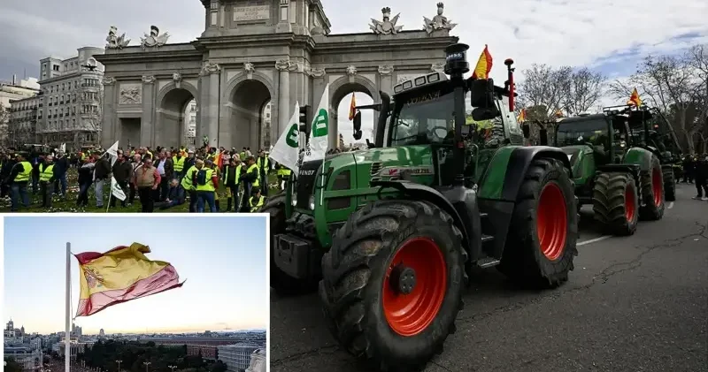 İspanyol çiftçilerden traktörlerle eylem Dünya Haberleri