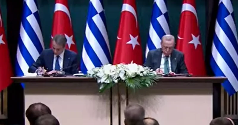 Yunanistan lideri Miçotakis Ankara da: Cumhurbaşkanı Erdoğan la ortak basın toplantısında konuşuyor