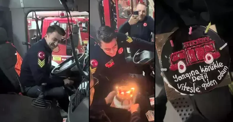 İtfaiyenin baş şoförüne endişelendiren doğum günü kutlaması