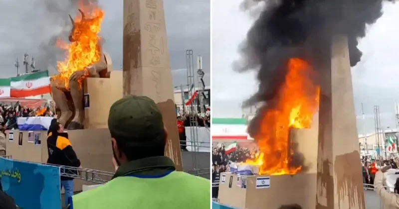 Görüntü komşu ülke İran da kaydedildi! Bir anda ateşe verdiler