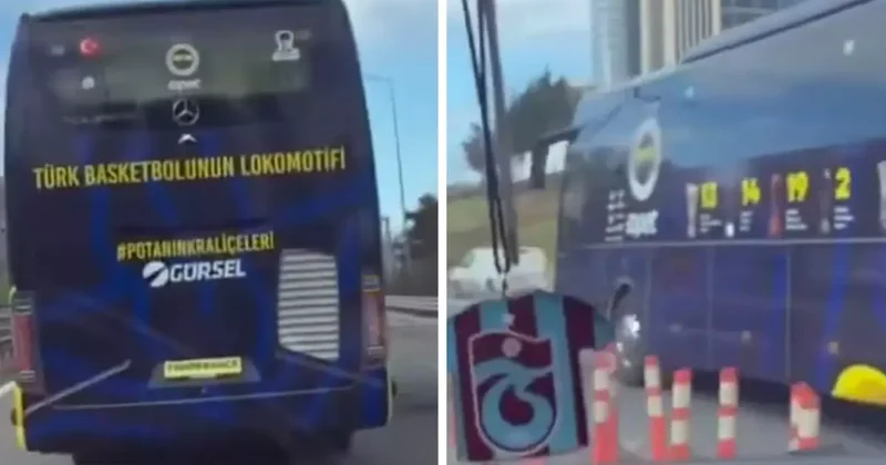 Fenerbahçe otobüsünü gören Trabzonspor taraftarı kendinden geçti