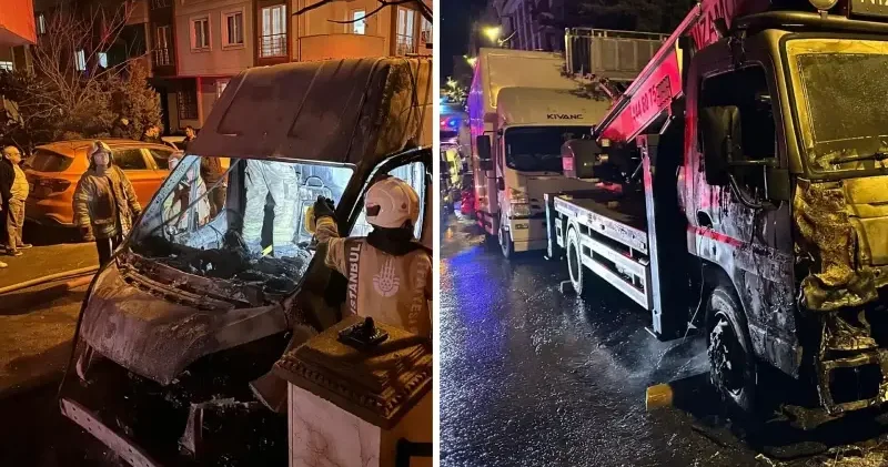 İstanbul un göbeğinde şüpheli yandın: 3 araç küle döndü İstanbul Haberleri