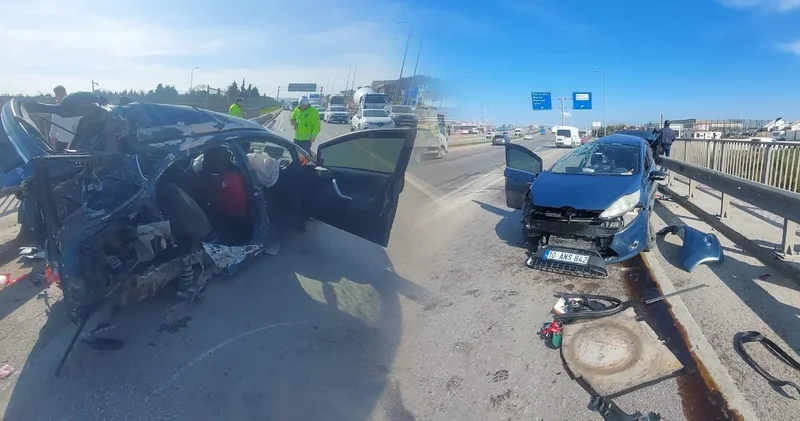 Önce refüje sonra su tankerine çarptı: Otomobil sürücüsü ağır yaralandı