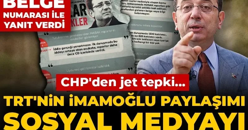 TRT nin İmamoğlu paylaşımı sosyal medyayı ayağa kaldırdı! CHP den jet tepki... Atayman ın kardeşinden de belge no lu yanıt