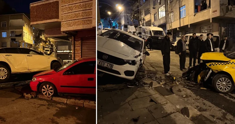 Esenler de taksinin çarptığı park halindeki iki otomobilde hasar oluştu İstanbul Haberleri