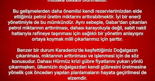 MHP li Özdemir: Gabar dan çıkarılan petrolün arttırılması ve sabit nakil hatlarıyla rafineye taşınması için sağlıklı bir yönetim anlayışını ortaya koymak milli çıkarlarımız için şarttır Kayseri Haberleri