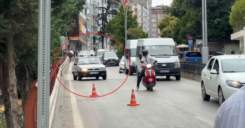 Trafik denetimini görünce anayolda geri geri kaçtı, motorize polis yakaladı