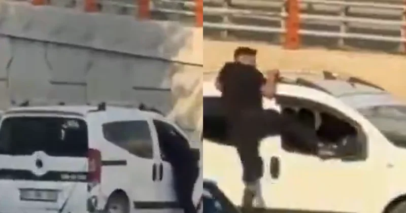Şanlıurfa’da sokak ortasında tehlikeli kardeş kavgası: Hareket halindeki aracın üzerine çıktı