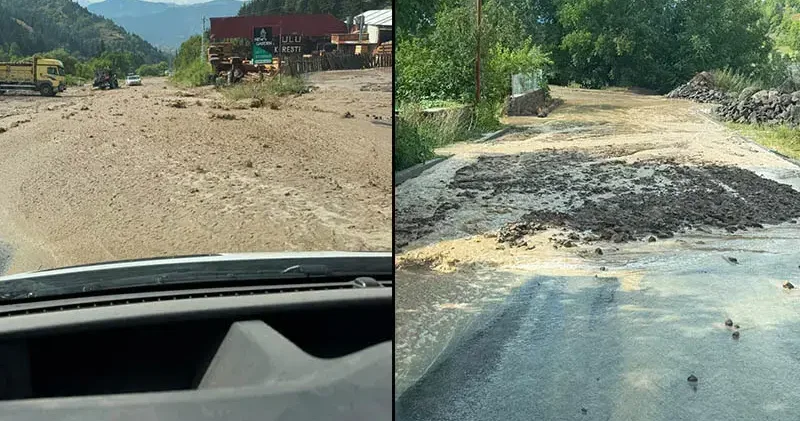Artvin’de sağanak nedeniyle ulaşım aksadı